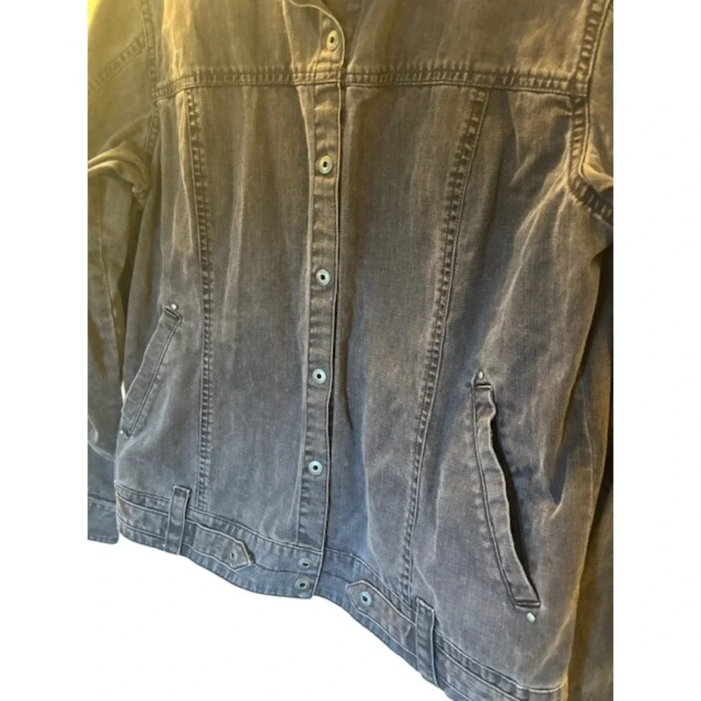 Columbia Sportswear XCO Women's XL Grey/Black Denim Jacket Mandarin Collar